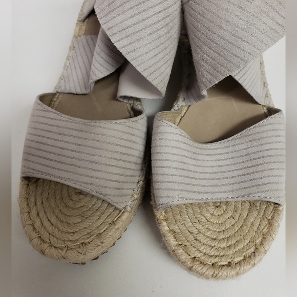 Eileen Fisher Willow Espadrille Wedge Sandals Velcro Striped Suede Straps Size 7 - Picture 4 of 7